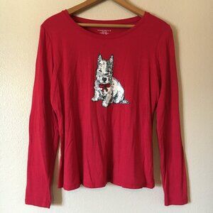 Westie Dog Shirt PM Scottie Terrier Pup Red Tee Cotton Holiday Long Sleeve